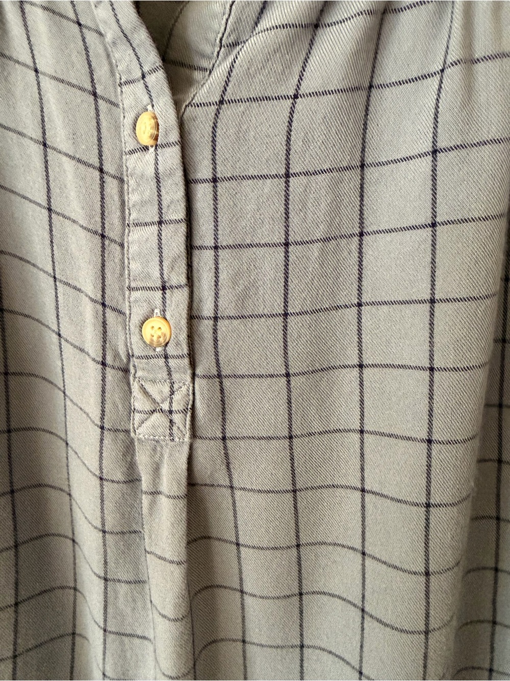 C&C California Blue Windowpane Button-Front Top - Picture 3 of 5